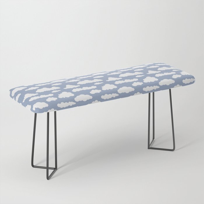 Sunny Summer Sky: White Cartoon Clouds in a Blue Sky Pattern Bench Gallery Image 1