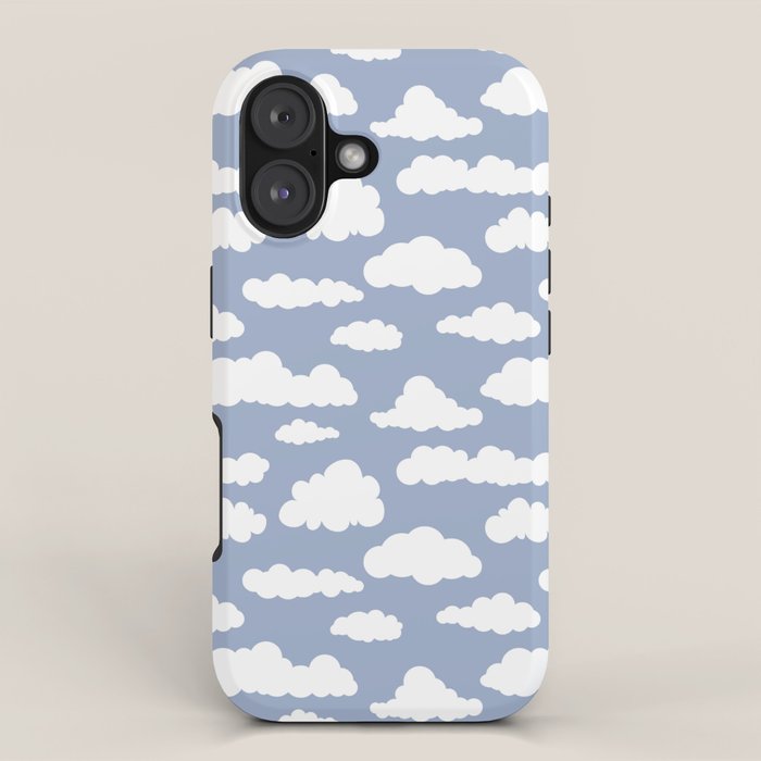 Sunny Summer Sky: White Cartoon Clouds in a Blue Sky Pattern iPhone Case Gallery Image 1