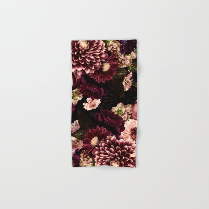 Vintage & Shabby Chic- Real Chrysanthemums Lush Midnight Flowers Botanical Garden Bath Towel Gallery Image 1