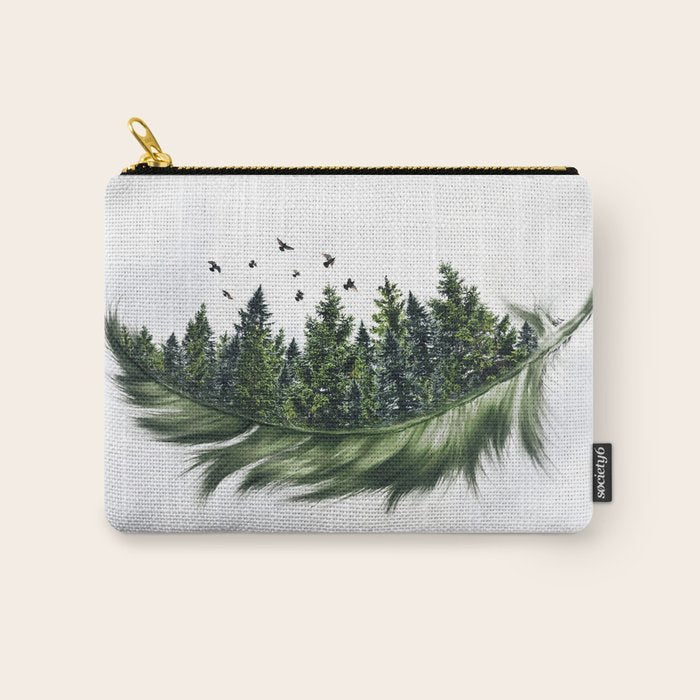 Earth Feather â¢ Green Feather I Carry All Pouch Gallery Image 1