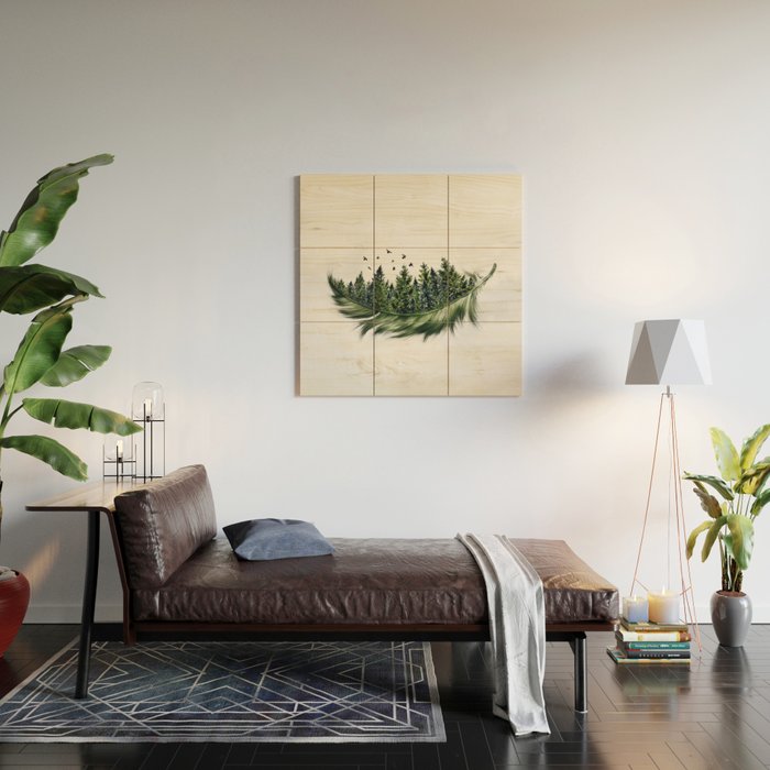 Earth Feather â¢ Green Feather I Wood Wall Art Gallery Image 2