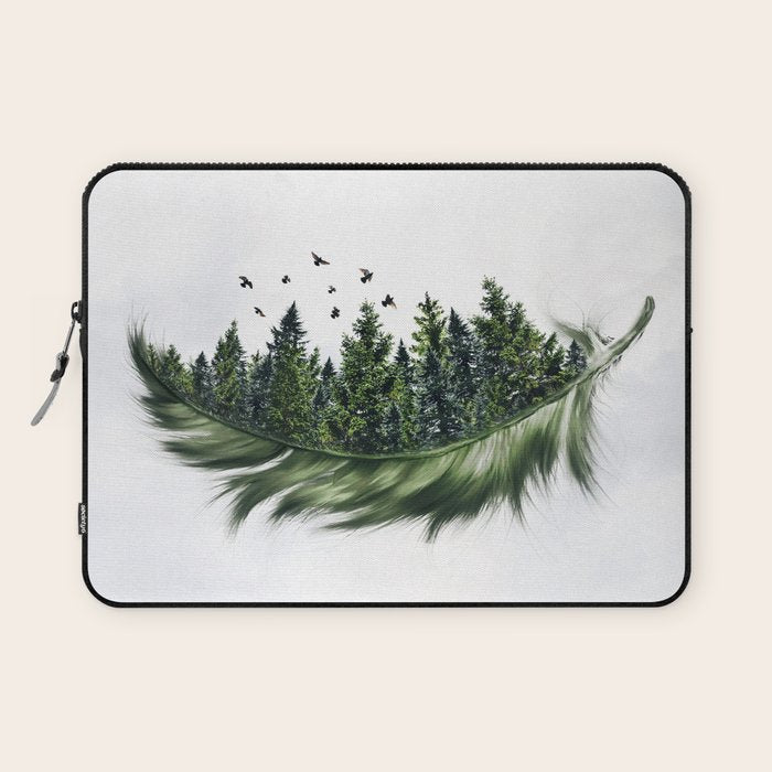 Earth Feather â¢ Green Feather I Laptop Sleeve Gallery Image 1