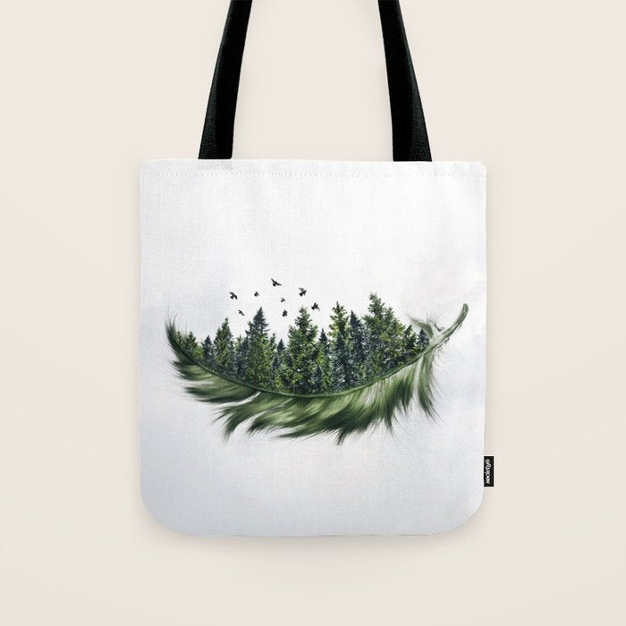 Earth Feather â¢ Green Feather I Tote Bag Gallery Image 1