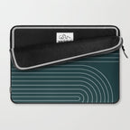 Minimal Line Curvature XCII Dark Teal Green Mid Century Modern Arch Abstract Laptop Sleeve Gallery Image 2
