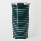 Minimal Line Curvature XCII Dark Teal Green Mid Century Modern Arch Abstract Travel Mug Gallery Image 1