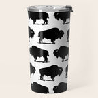 Buffalo Bison Pattern 267 Black and White Travel Mug Gallery Image 2