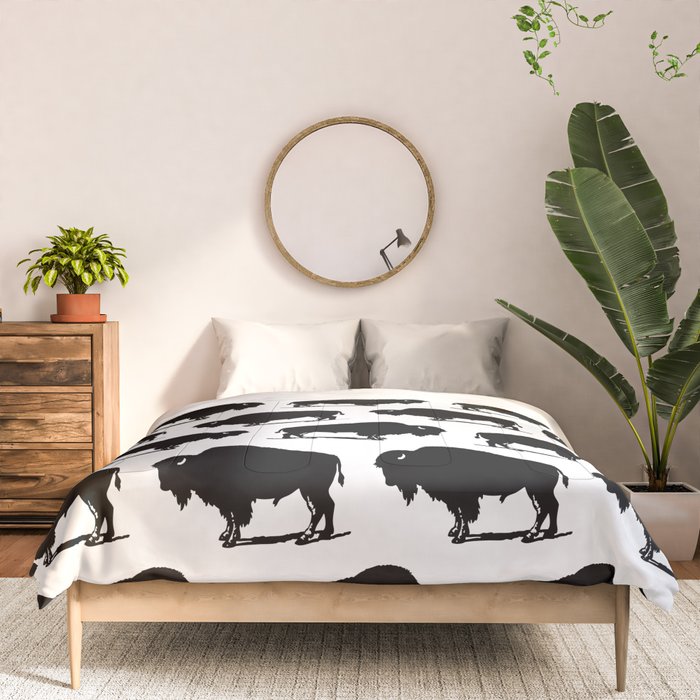 Buffalo Bison Pattern 267 Black and White Comforter Gallery Image 3