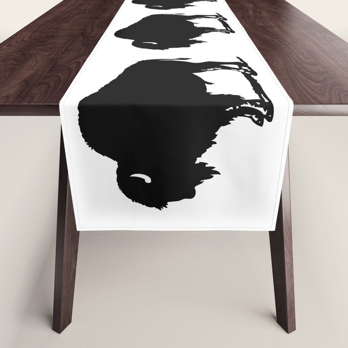 Buffalo Bison Pattern 267 Black and White Table Runner Gallery Image 1