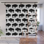 Buffalo Bison Pattern 267 Black and White Wall Mural Gallery Image 1