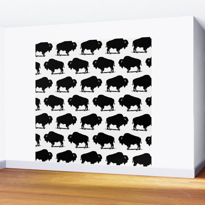 Buffalo Bison Pattern 267 Black and White Wall Mural Gallery Image 2