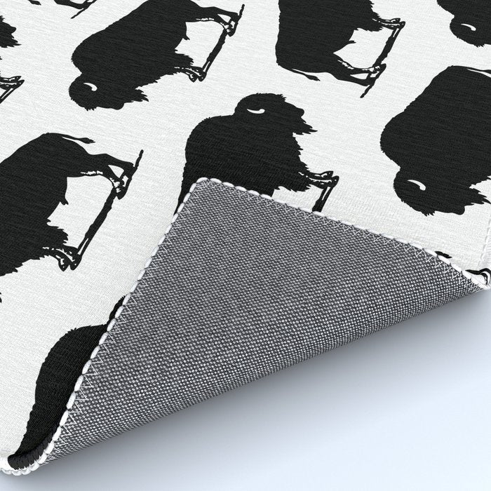 Buffalo Bison Pattern 267 Black and White Rug Gallery Image 4