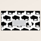 Buffalo Bison Pattern 267 Black and White Desk Mat Gallery Image 1