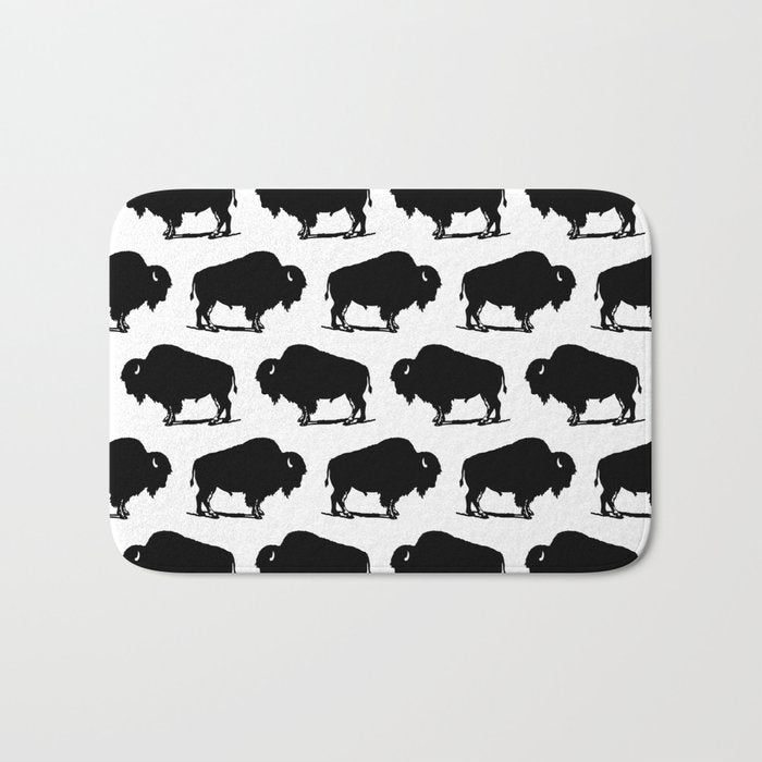 Buffalo Bison Pattern 267 Black and White Bath Mat Gallery Image 1