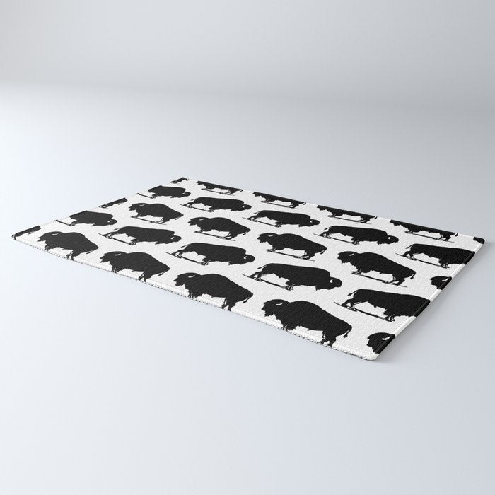 Buffalo Bison Pattern 267 Black and White Rug Gallery Image 3