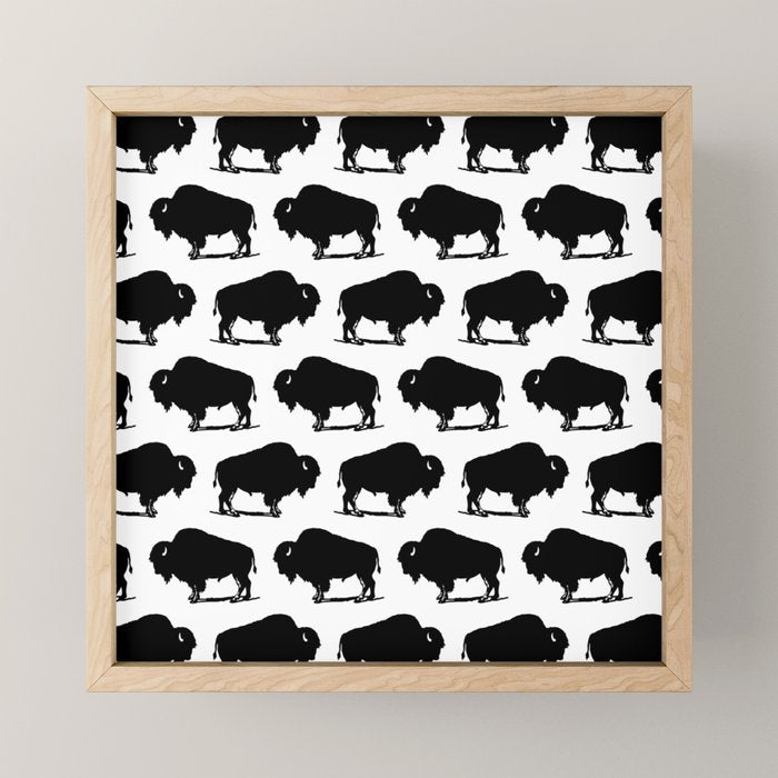 Buffalo Bison Pattern 267 Black and White Mini Art Print Gallery Image 1