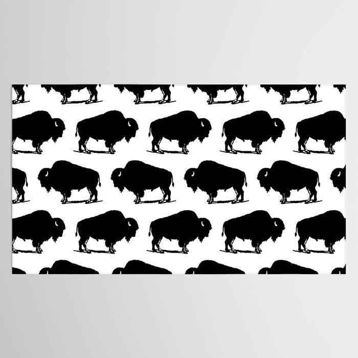 Buffalo Bison Pattern 267 Black and White Tablecloth Gallery Image 2