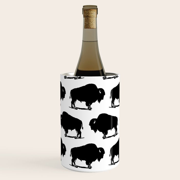 Buffalo Bison Pattern 267 Black and White Wine Chiller Gallery Image 3