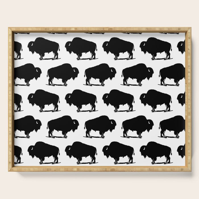 Buffalo Bison Pattern 267 Black and White Serving Tray Gallery Image 1
