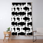 Buffalo Bison Pattern 267 Black and White Window Curtain Gallery Image 5