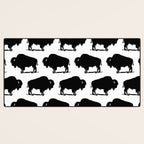 Buffalo Bison Pattern 267 Black and White Desk Mat Gallery Image 3