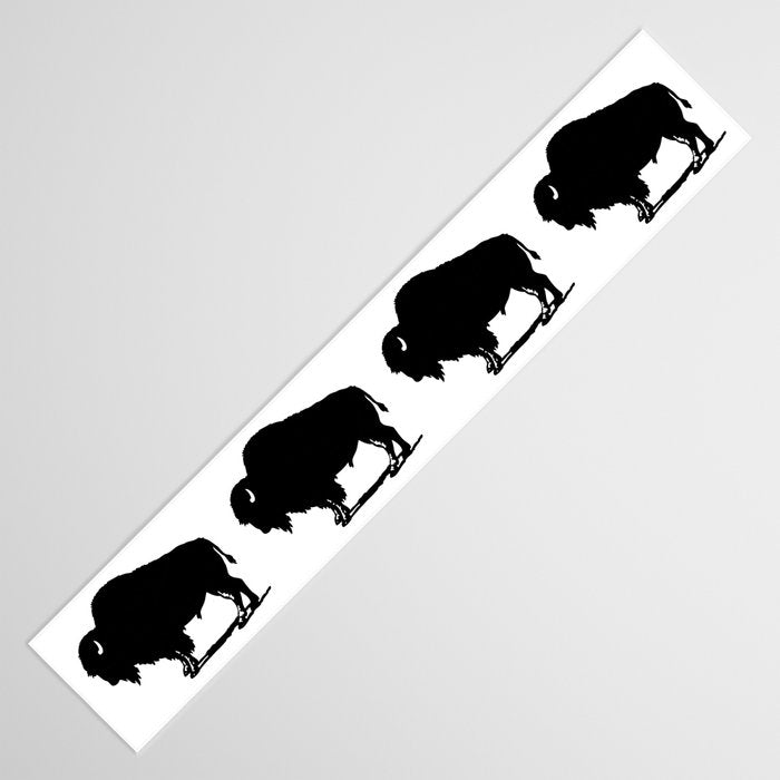 Buffalo Bison Pattern 267 Black and White Table Runner Gallery Image 3