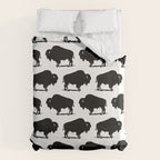 Buffalo Bison Pattern 267 Black and White Duvet Cover Gallery Image 6