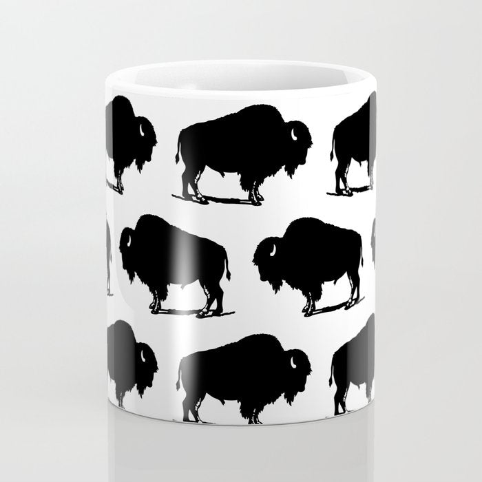 Buffalo Bison Pattern 267 Black and White Coffee Mug Gallery Image 4
