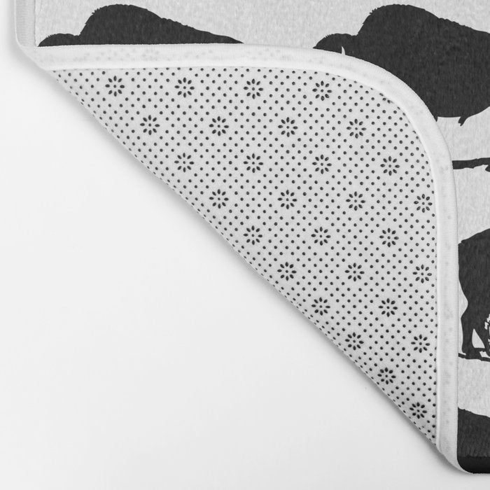 Buffalo Bison Pattern 267 Black and White Bath Mat Gallery Image 2