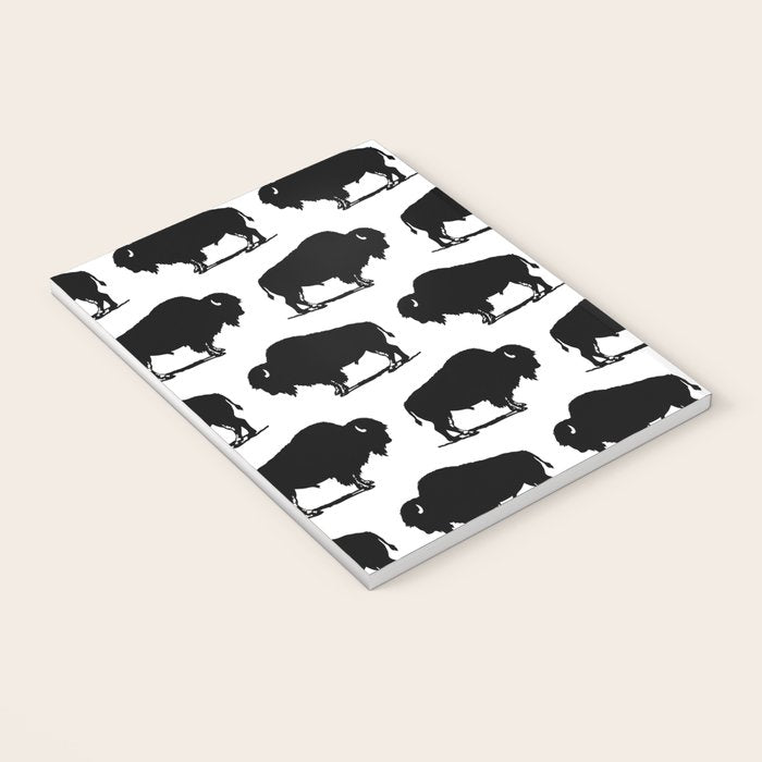 Buffalo Bison Pattern 267 Black and White Notebook Gallery Image 3