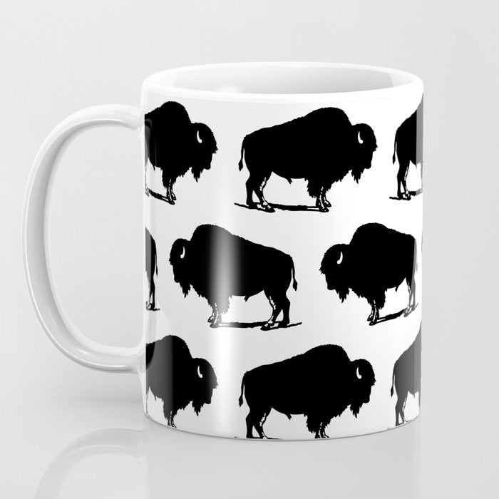 Buffalo Bison Pattern 267 Black and White Coffee Mug Gallery Image 3