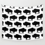 Buffalo Bison Pattern 267 Black and White Wall Tapestry Gallery Image 4