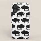 Buffalo Bison Pattern 267 Black and White iPhone Case Gallery Image 1