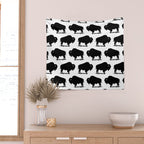 Buffalo Bison Pattern 267 Black and White Wall Tapestry Gallery Image 2