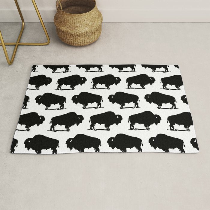 Buffalo Bison Pattern 267 Black and White Rug Gallery Image 1