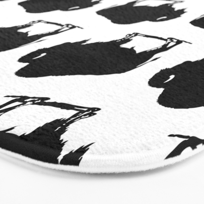 Buffalo Bison Pattern 267 Black and White Bath Mat Gallery Image 3