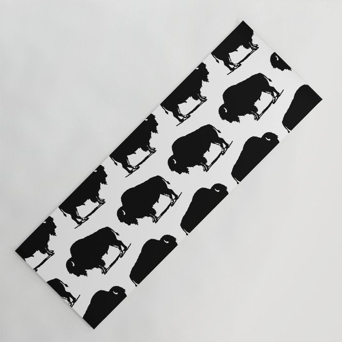 Buffalo Bison Pattern 267 Black and White Yoga Mat Gallery Image 1