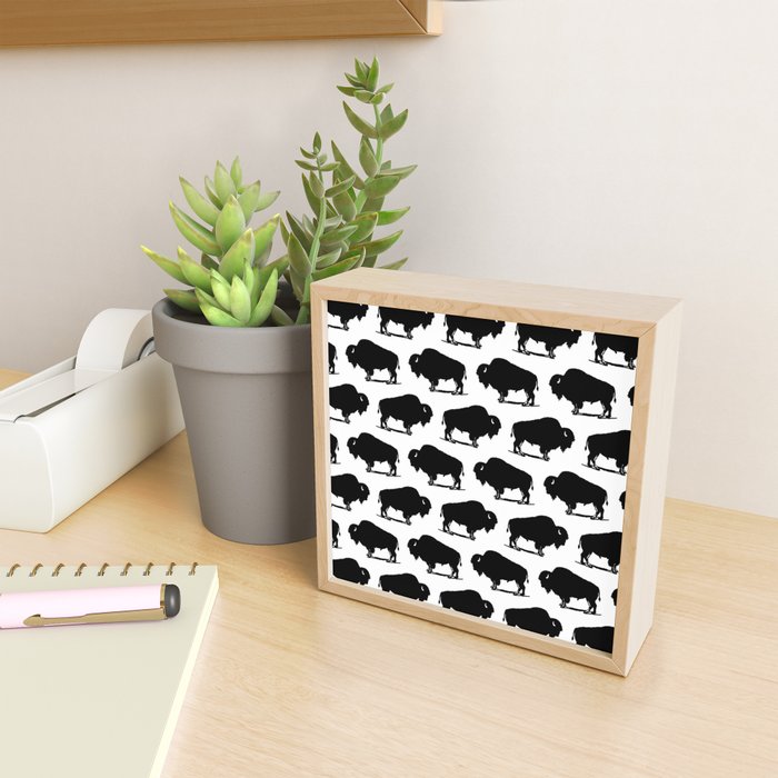 Buffalo Bison Pattern 267 Black and White Mini Art Print Gallery Image 2
