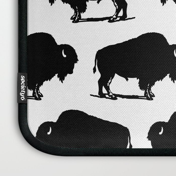 Buffalo Bison Pattern 267 Black and White Laptop Sleeve Gallery Image 3