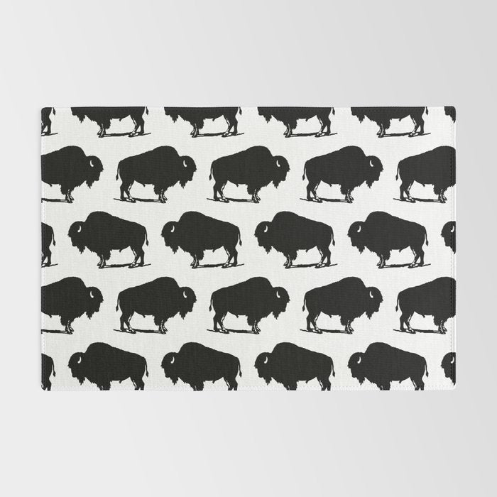 Buffalo Bison Pattern 267 Black and White Rug Gallery Image 2