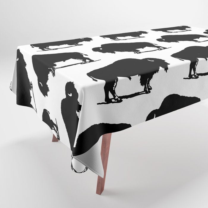 Buffalo Bison Pattern 267 Black and White Tablecloth Gallery Image 1