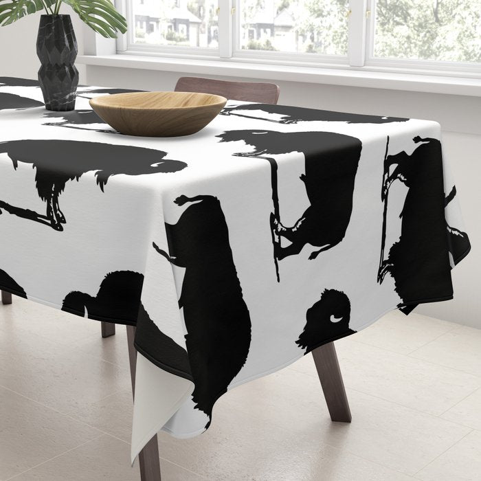 Buffalo Bison Pattern 267 Black and White Tablecloth Gallery Image 3