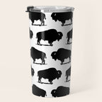 Buffalo Bison Pattern 267 Black and White Travel Mug Gallery Image 3