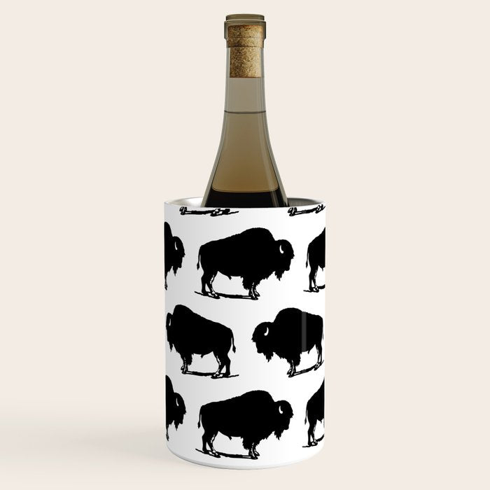 Buffalo Bison Pattern 267 Black and White Wine Chiller Gallery Image 1