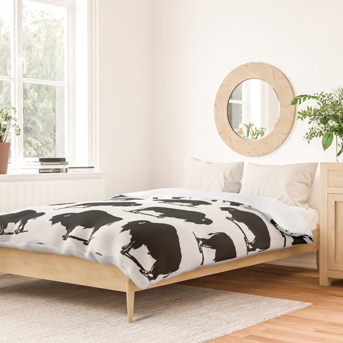 Buffalo Bison Pattern 267 Black and White Duvet Cover Gallery Image 2