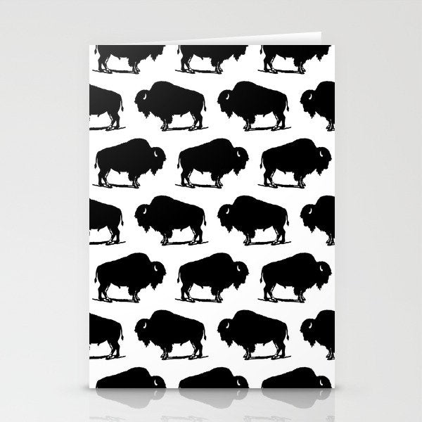 Buffalo Bison Pattern 267 Black and White Stationery Card Gallery Image 2