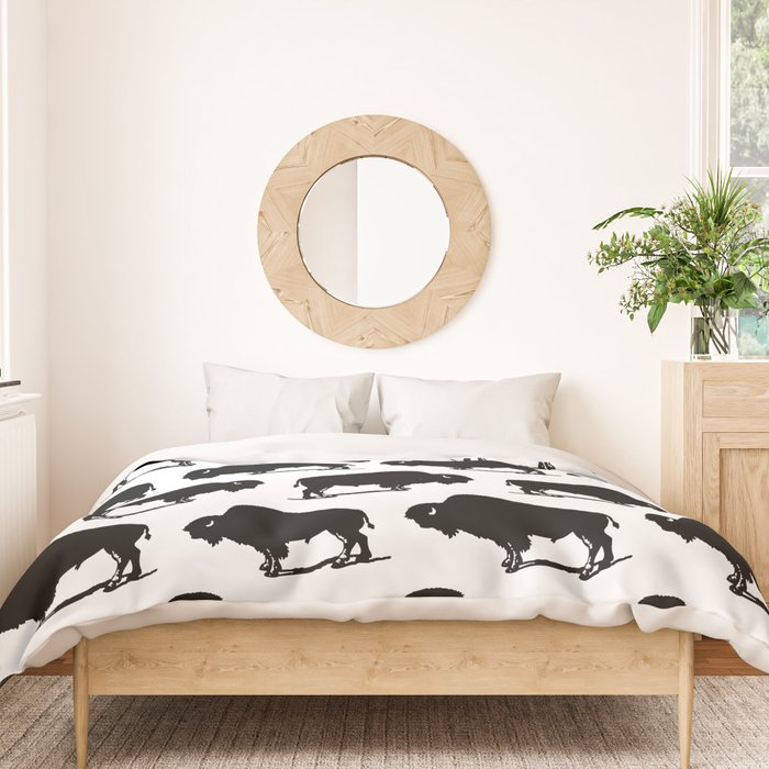 Buffalo Bison Pattern 267 Black and White Duvet Cover Gallery Image 3