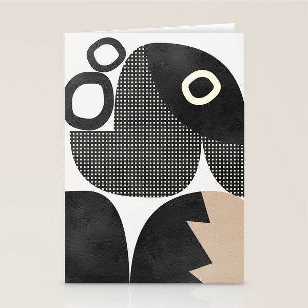 black white abstract shape art 2 Stationery Card Gallery Image 2