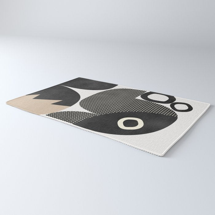 black white abstract shape art 2 Rug Gallery Image 3