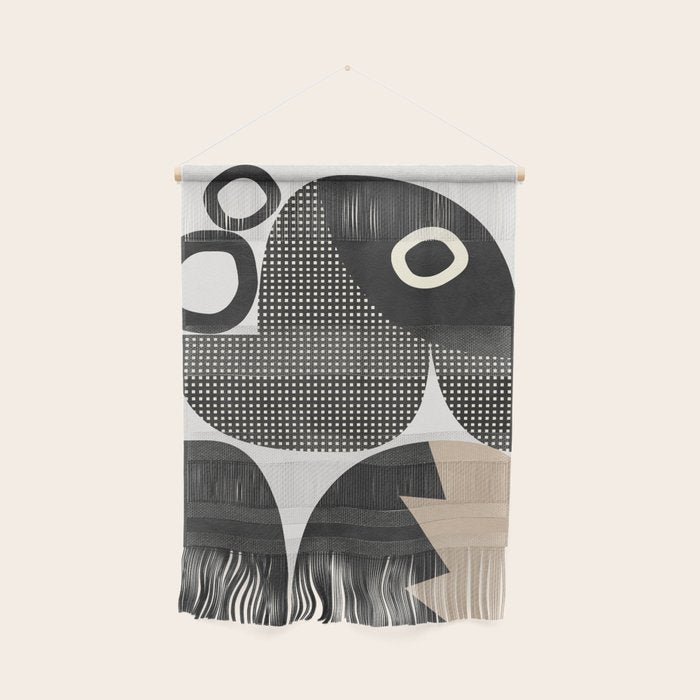 black white abstract shape art 2 Wall Hanging Gallery Image 1