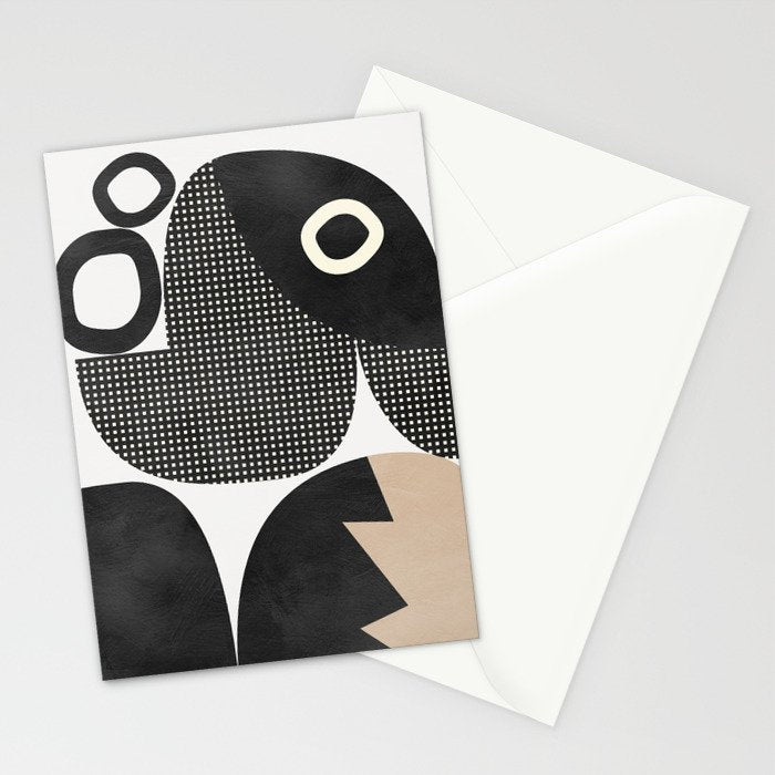 black white abstract shape art 2 Stationery Card Gallery Image 2